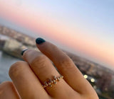 Ball Chain Ring with White Sapphires