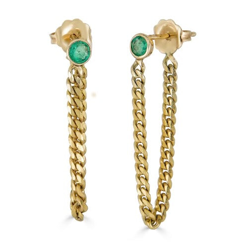 Emerald Front/Back Curb Chain Earrings – Lovett Jewels