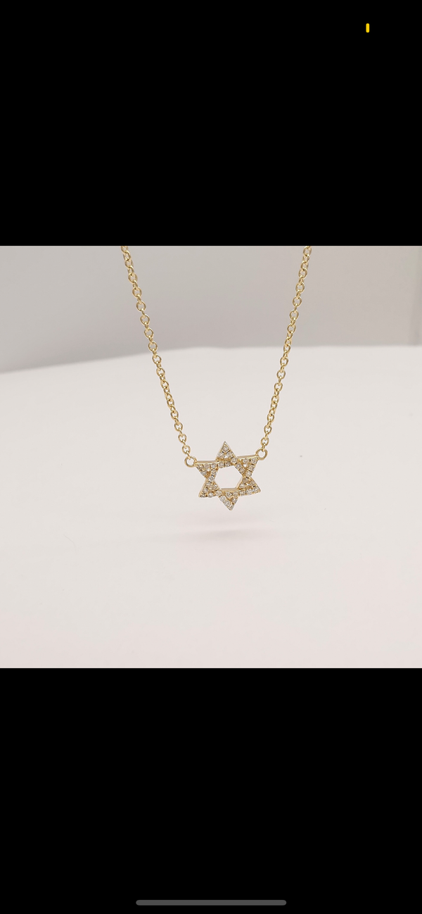 Jewish Star Necklace with Pave diamond