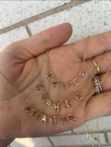 Dot Letter Necklace with Stones