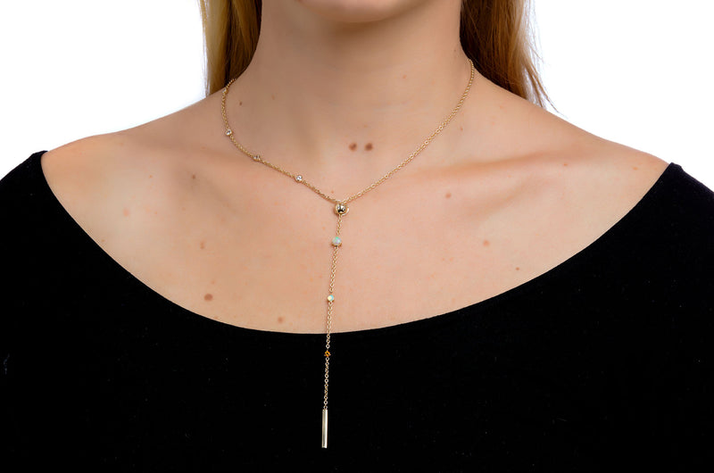 Lariat Multi Stone Neclasp Necklace