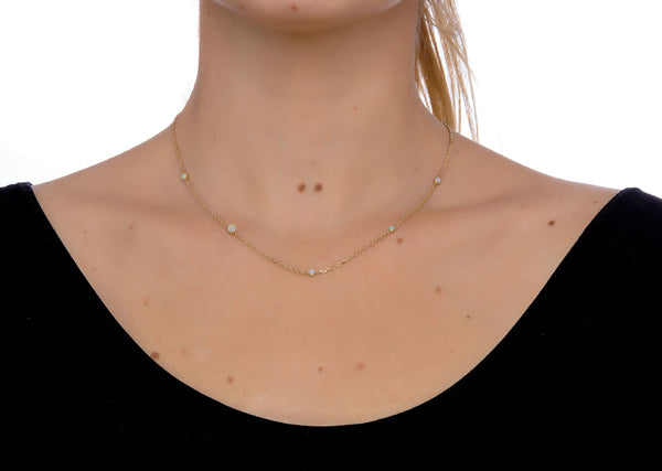 Multi Stone Opal Chain Necklace