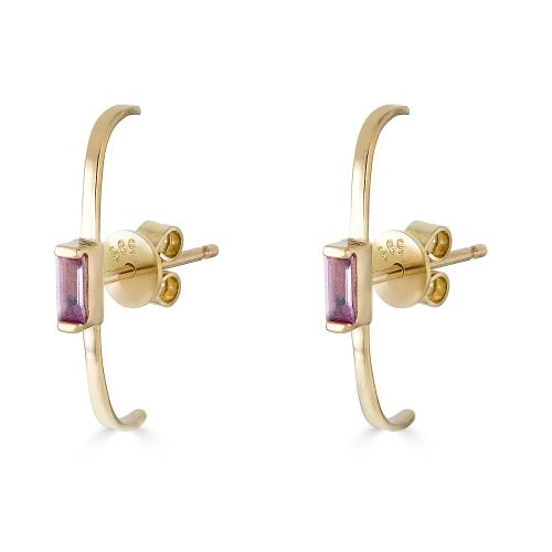 Pink Sapphire Baguette Suspender Earring