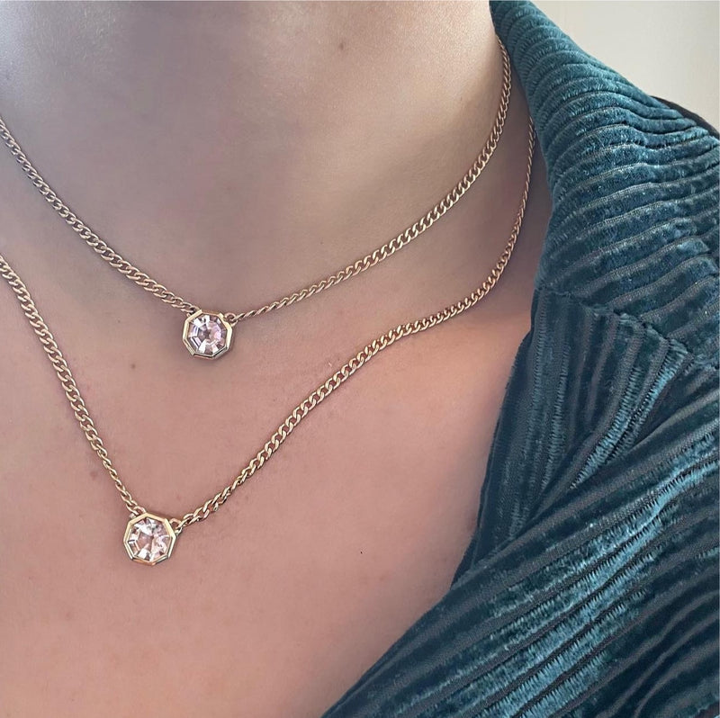 Hexagon Morganite Necklace