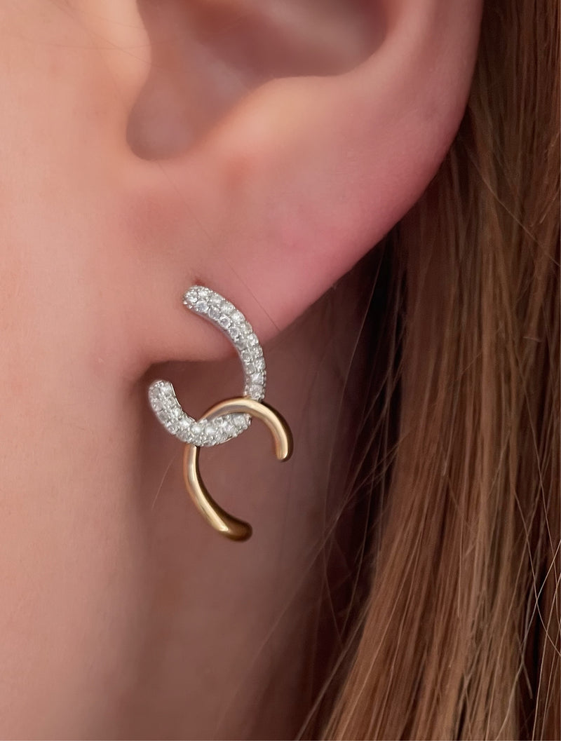 Diamond and Gold Swerve Earrings