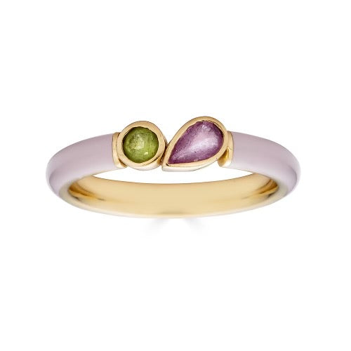 Lavender Enamel Duo Stone Band Ring