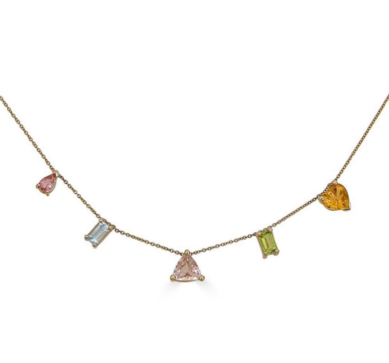 Multi Stone and Shape Station Necklace