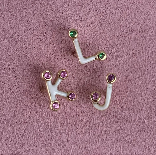 Dot Letter Stud with Stones